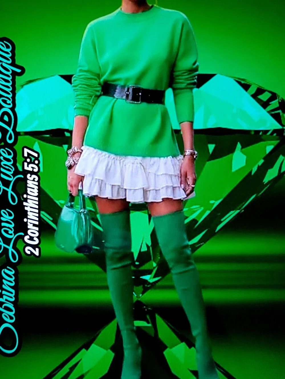 Sexy Kelly Green Over-the-Knee Stretch Knit Sock Boots